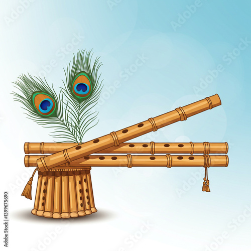 Two Bamboo Flutes and Peaco...