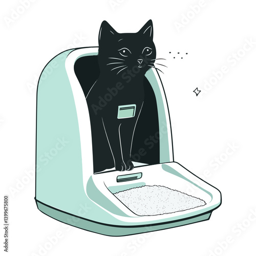 cat, animal, vector, transparent background, Cat litter box