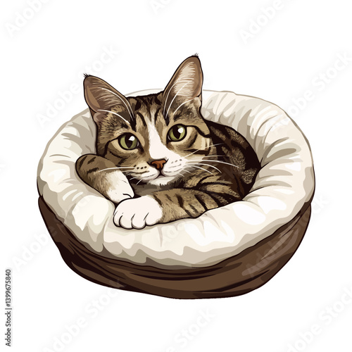 cat, cat bed, animal, vector, transparent background