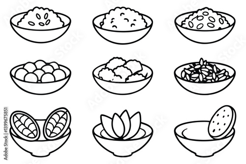ceviche line art colorful fresh seafood dish drawing