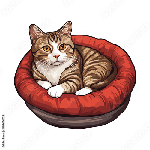cat, cat bed, animal, vector, transparent background