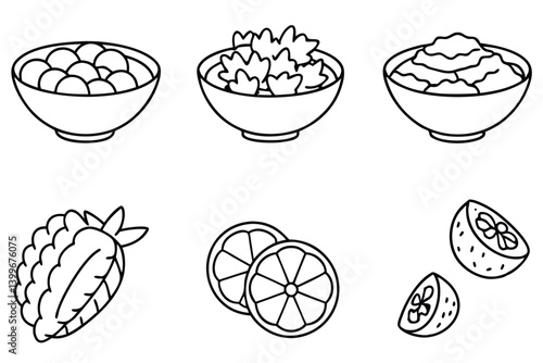 ceviche line art unique seafood dish concept illustration