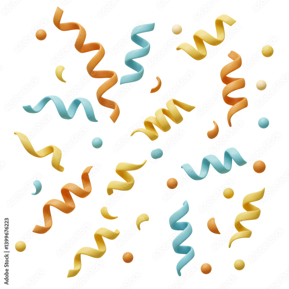 Colorful Confetti Ribbons on Black Background Colorful Confetti Ribbons on Black Background