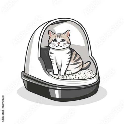 cat, animal, vector, transparent background, Cat litter box