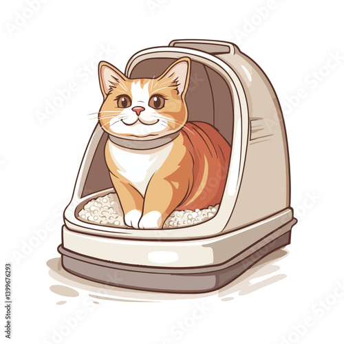 cat, animal, vector, transparent background, Cat litter box