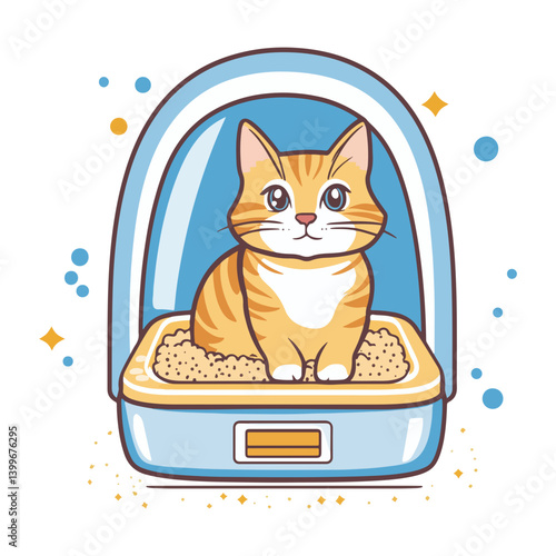 cat, animal, vector, transparent background, Cat litter box
