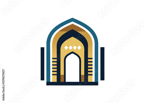 mihrab niche arch door minimalist logo, Icon, element vector illustration