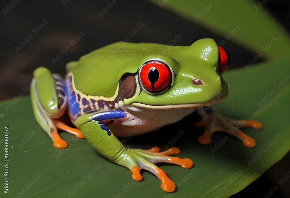 Naklejka premium frog on a leaf
