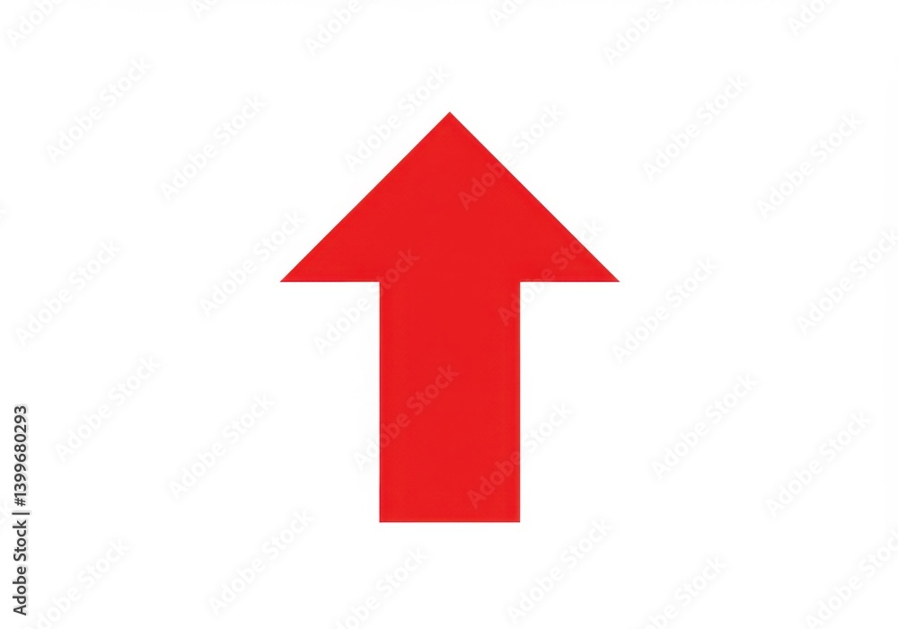 Red arrow pointing upward isolated on white background Red arrow pointing upward isolated on white background