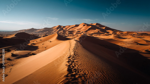 Fototapeta Naklejka Na Ścianę i Meble -  Dramatic Red Sand Dunes with Serpentine Ridge Patterns