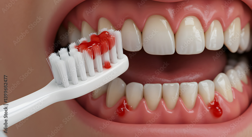 Obraz premium Bleeding Gums While Brushing Teeth: A Guide to Gum Health and Oral Hygiene