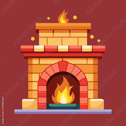 fireplace vector art. Christmas related vector art.