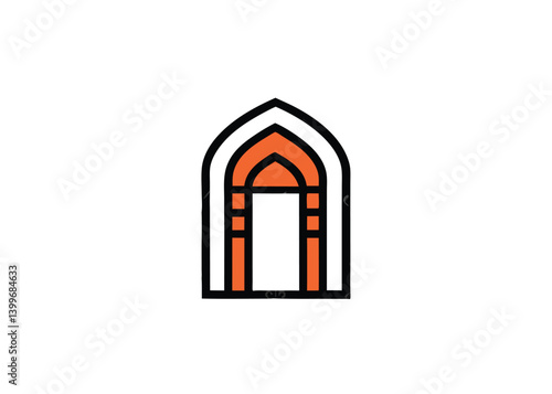 Mihrab niche arch door Hand drawn outline vector sketch illustration