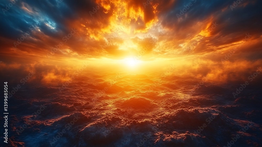 Fototapeta premium Epic Sunset Cloudscape with Fiery Sky.