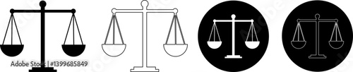 scale icon, balance symbol vector, justice scale silhouette. Vector illustration.