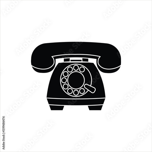 Classic Landline Telephone - Furniture and Interior Flat Icon Silhouette