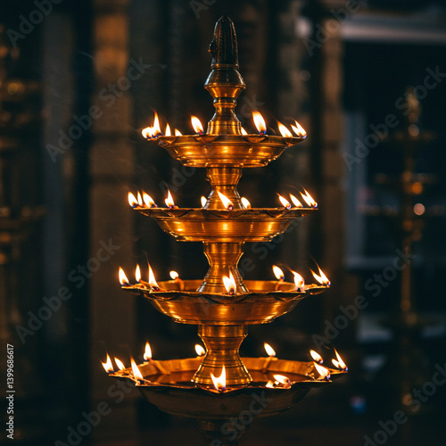 Tall Brass Oil Lamp Stand w...
