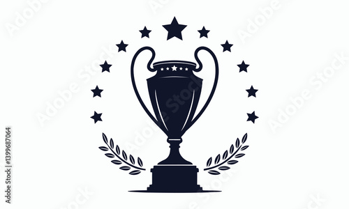 Champions Sports Trophy Silhouette Vector Logo