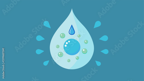 Hydration Boost A visual symbolizing hydration with nanoparticles being absorbed by skin cells highlighted with droplets of water and radiant effects.