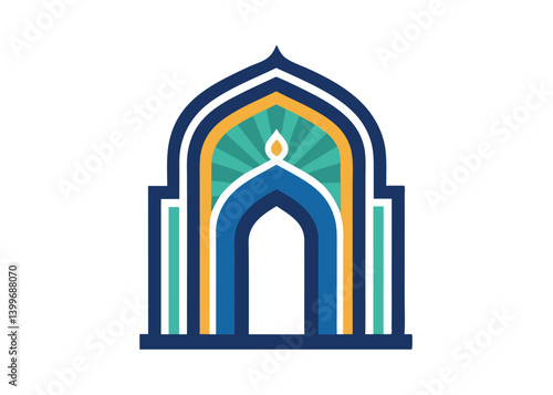Mihrab niche arch door Hand drawn outline vector sketch illustration