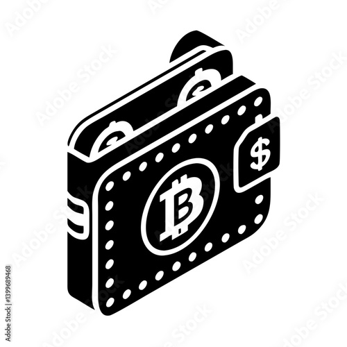 bitcoin wallet icon, bitcoin wallet silhouette vector illustration-simple silhouette illustration of bitcoin wallet, perfect for bitcoin wallet logos and icons