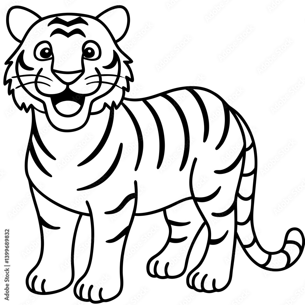 Happy Tiger Vector on White Background Happy Tiger Vector on White Background