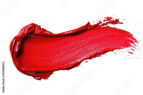a vibrant red paint stroke on a white background showcasing texture and color depth ideal for artistic projects or design inspiration