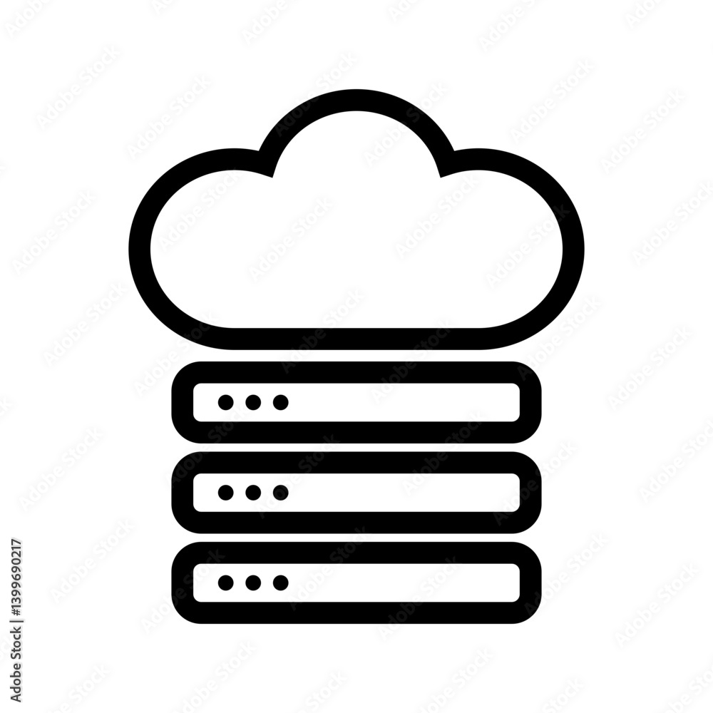 Cloud and Server Data icon vector image. Suitable for mobile apps, web apps and print media. Cloud and Server Data icon vector image. Suitable for mobile apps, web apps and print media.