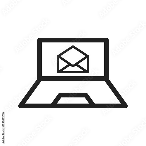 Email on Laptop icon vector image. Suitable for mobile apps, web apps and print media.