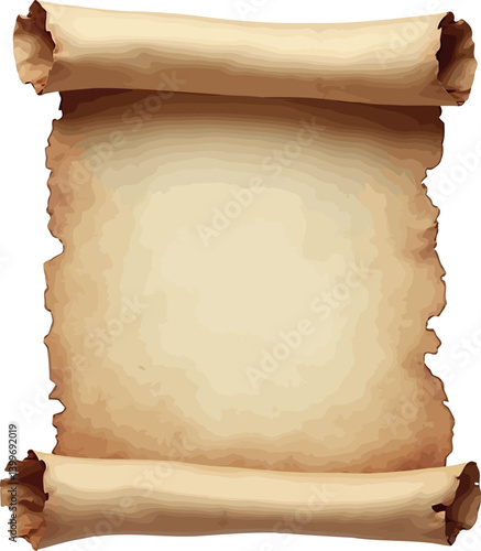  a detailed illustration of an antique scroll, depicted vertically. 