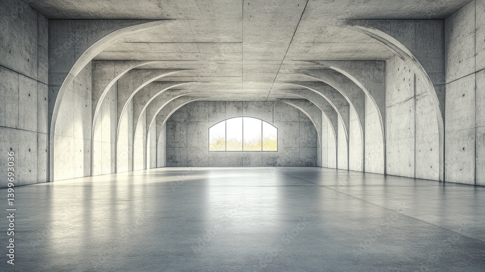 Fototapeta premium Modern Concrete Archway Hallway, Minimalist Architecture