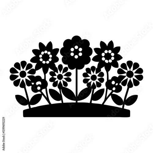 flower bed icon, flower bed silhouette vector illustration-simple silhouette illustration of flower bed, perfect for flower bed logos and icons