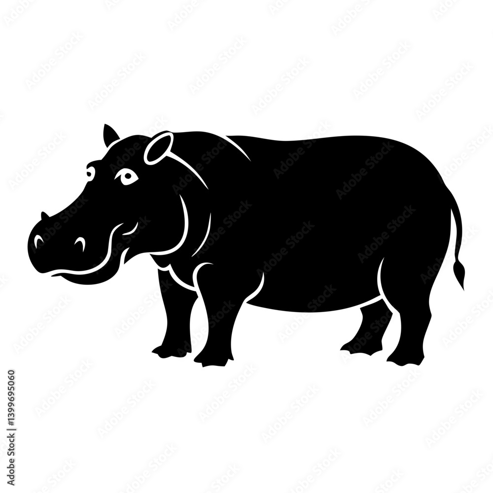 Obraz premium hippo icon, hippo silhouette vector illustration-simple silhouette illustration of hippo, perfect for hippo logos and icons