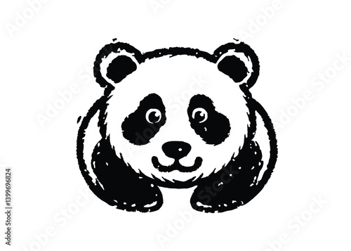 Funny Lazy animal Panda bear silhouette Logo design. Sketch Hand drawn single line art use for logo illustration style.