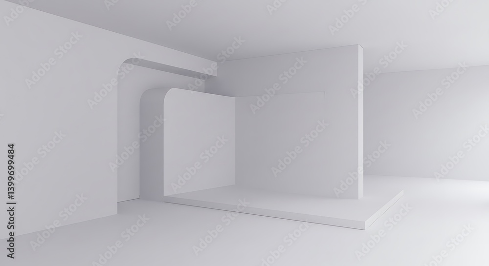 3d empty interior in white room with floor and wall. Corner space and blank hall design inside apartment. Abstract realistic gallery office for exhibition. Luxury pastel scene 3d empty interior in white room with floor and wall. Corner space and blank hall design inside apartment. Abstract realistic gallery office for exhibition. Luxury pastel scene