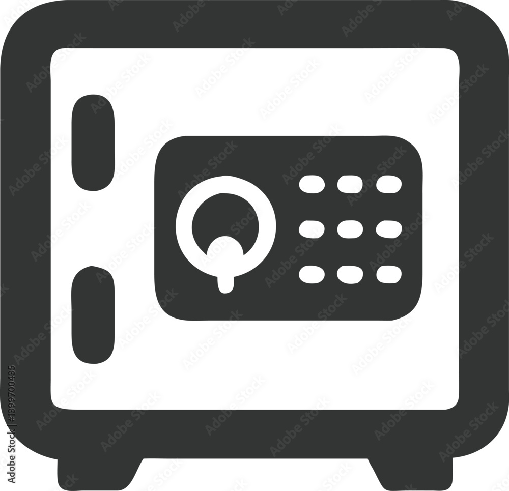 Modern Dark Gray Safe Box Icon with Rounded Edges on Transparent Background Modern Dark Gray Safe Box Icon with Rounded Edges on Transparent Background