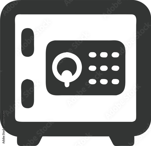 Modern Dark Gray Safe Box Icon with Rounded Edges on Transparent Background