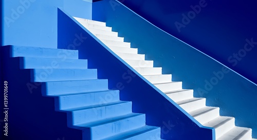 Wallpaper Mural Colorfully painted staircase with contrast blues and whites. building shadows make this image an abstract background. Torontodigital.ca