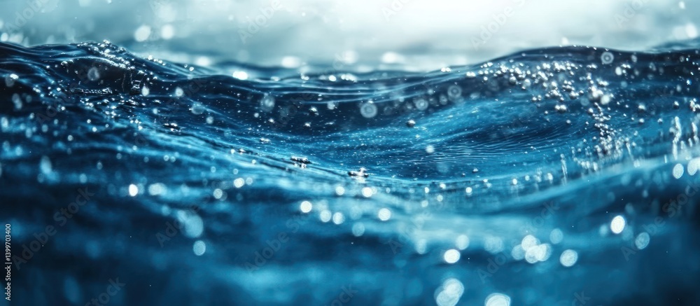 Ocean waves close-up, sunlight, bokeh background, nature Ocean waves close-up, sunlight, bokeh background, nature