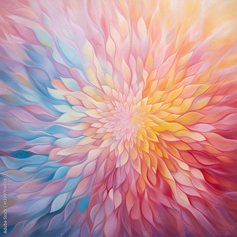 Obraz premium A Colorful Sunburst in Pastel Shades