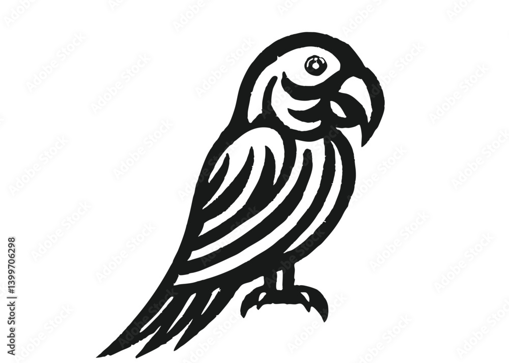 Fototapeta premium Parrot bird icon. Cute green parrot pet. Exotic tropical animal minimalist logo, Icon, element vector illustration