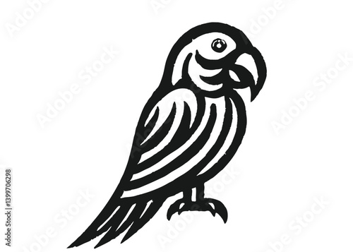 Parrot bird icon. Cute green parrot pet. Exotic tropical animal minimalist logo, Icon, element vector illustration