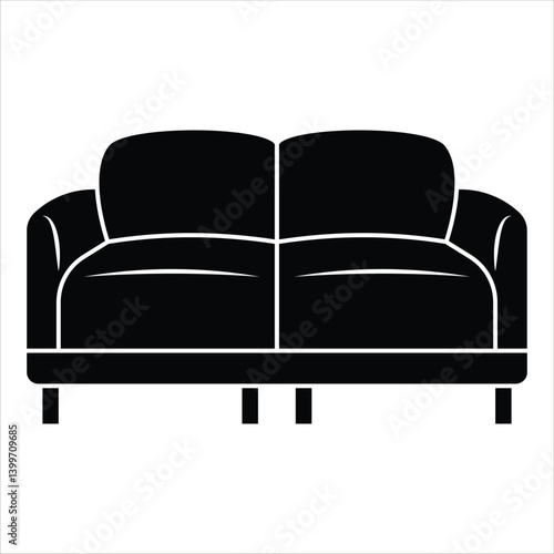 Double Seat Sofa - Interiors and Furniture Flat Icon Silhouette