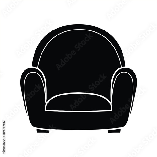 Single Seat Sofa - Interiors and Furniture Flat Icon Silhouette