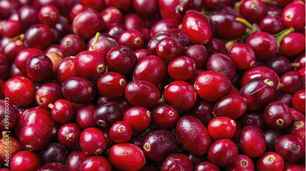 Deep red cranberries, intensely tart, offering a burst of flavor - ripe autumn whole background Deep red cranberries, intensely tart, offering a burst of flavor - ripe autumn whole background