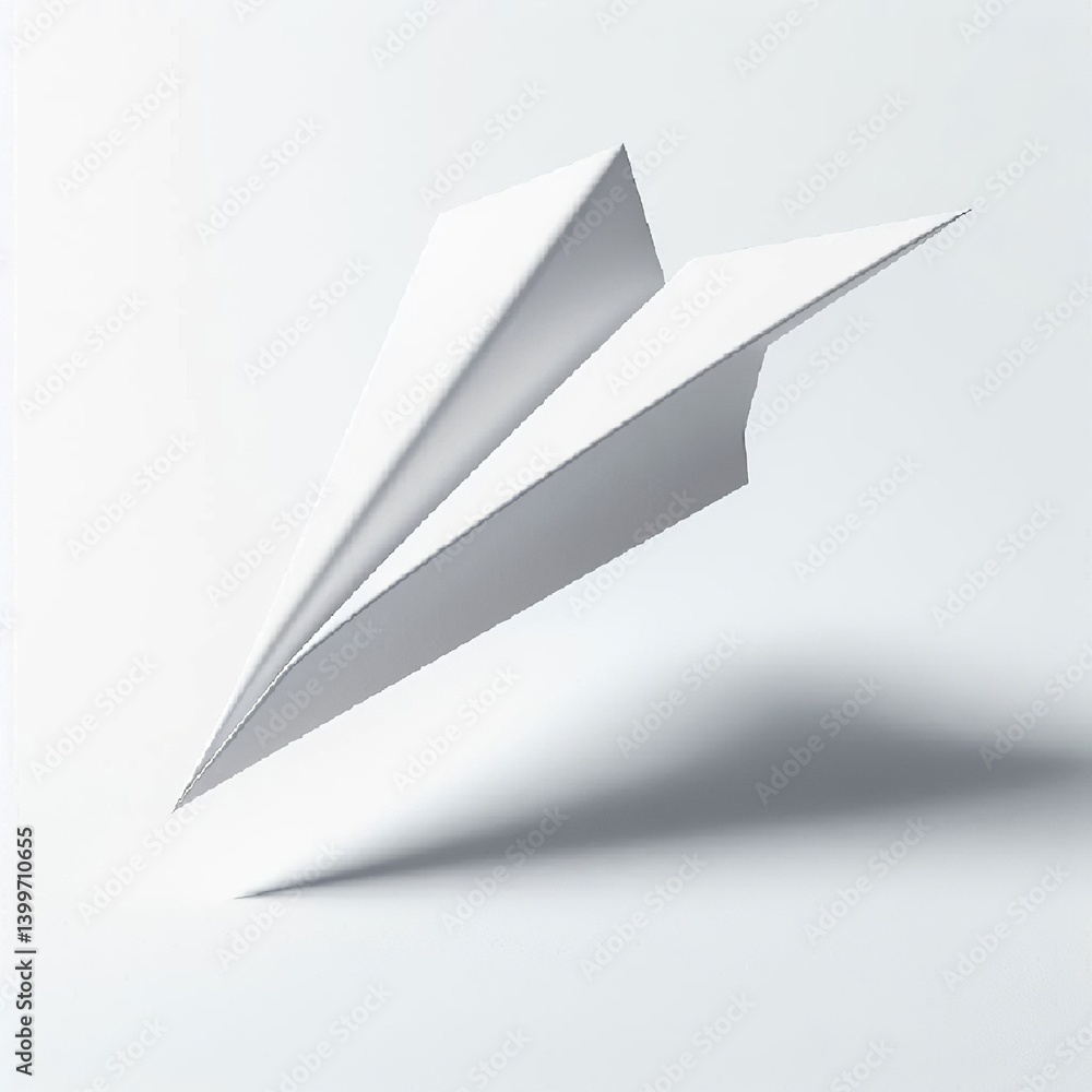 Paper airplane on white background. AI generated. Paper airplane on white background. AI generated.