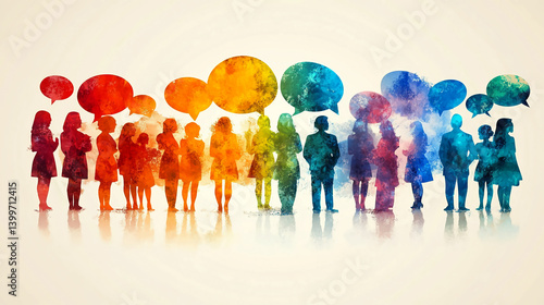 Watercolor people talking communication social network community group discussion illustration 100
