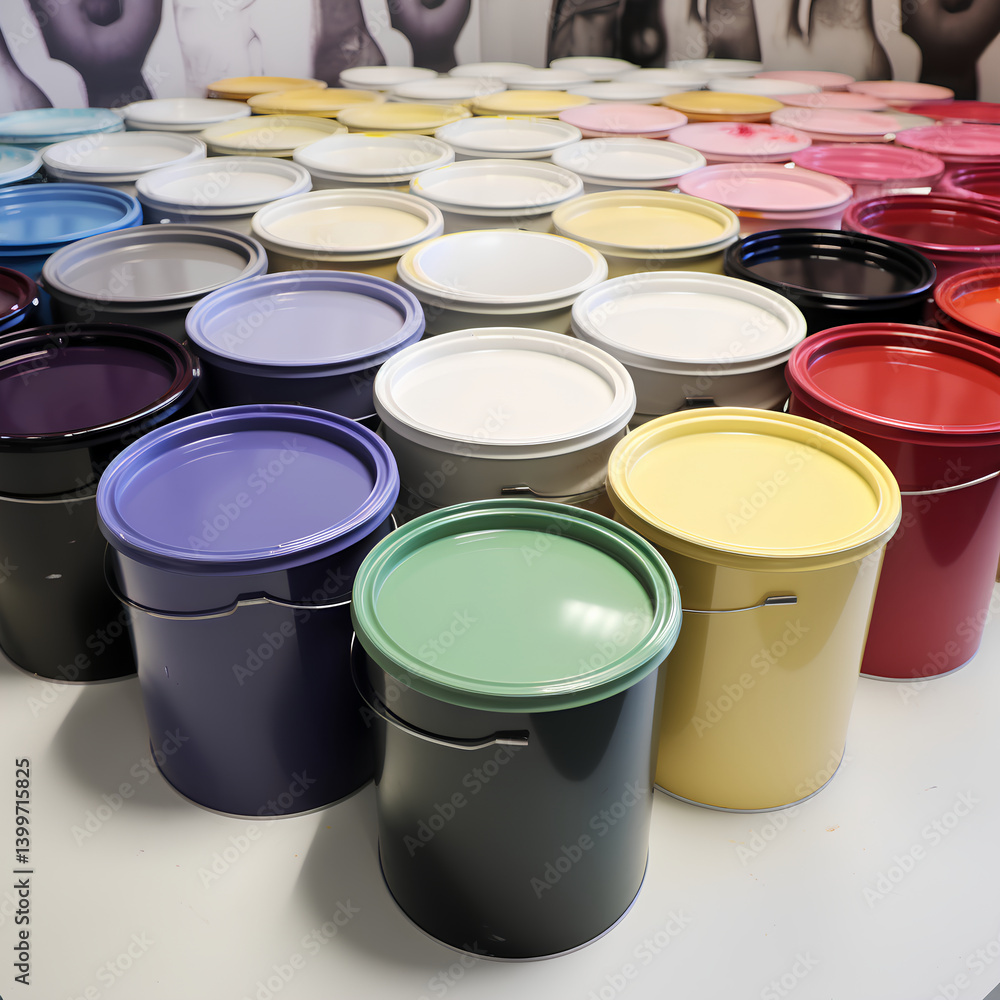 2.5L Paint Pots Showing Various Colours 2.5L Paint Pots Showing Various Colours