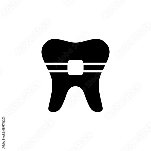 dental braces icon, simple flat style, illustration, logo sign symbol pictogram template, for ui or ux isolated on white for mobile app, editable