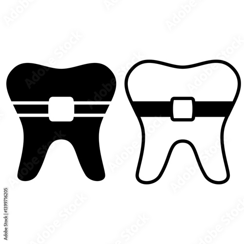 dental braces icon, simple flat style, illustration, logo sign symbol pictogram template, for ui or ux isolated on white for mobile app, editable